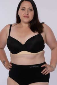 Anti chafing sweat control bra liners nude, black or white. Fits any bra style or cup size